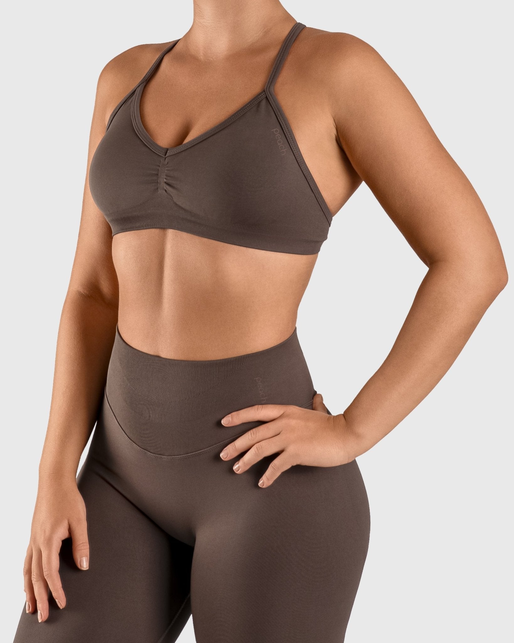 Ash Brown Vivid Sports - bra - Peach Tights - Sports - Bra