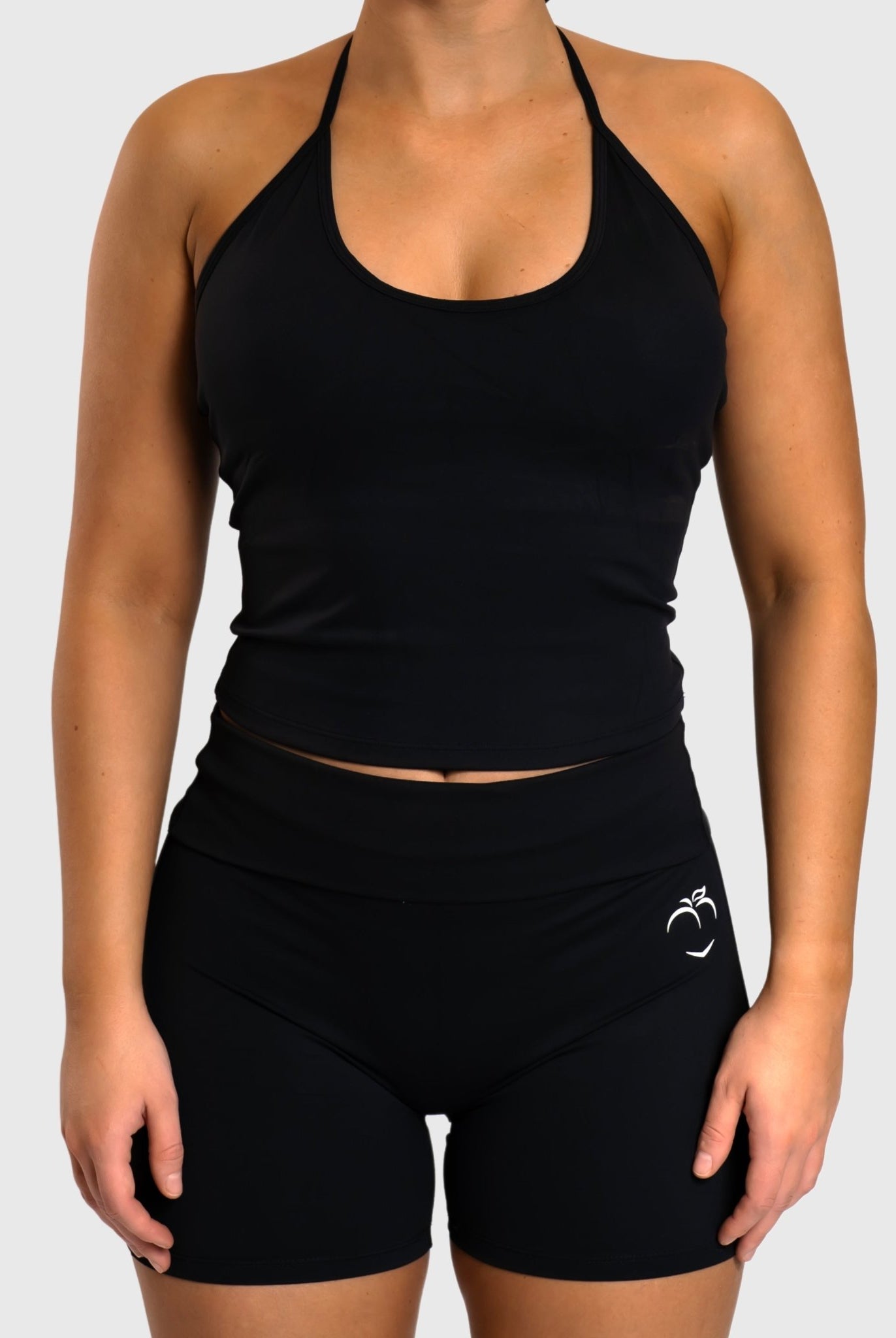 Black Allure Halterneck Topp - Peach Tights - Sports - Bra