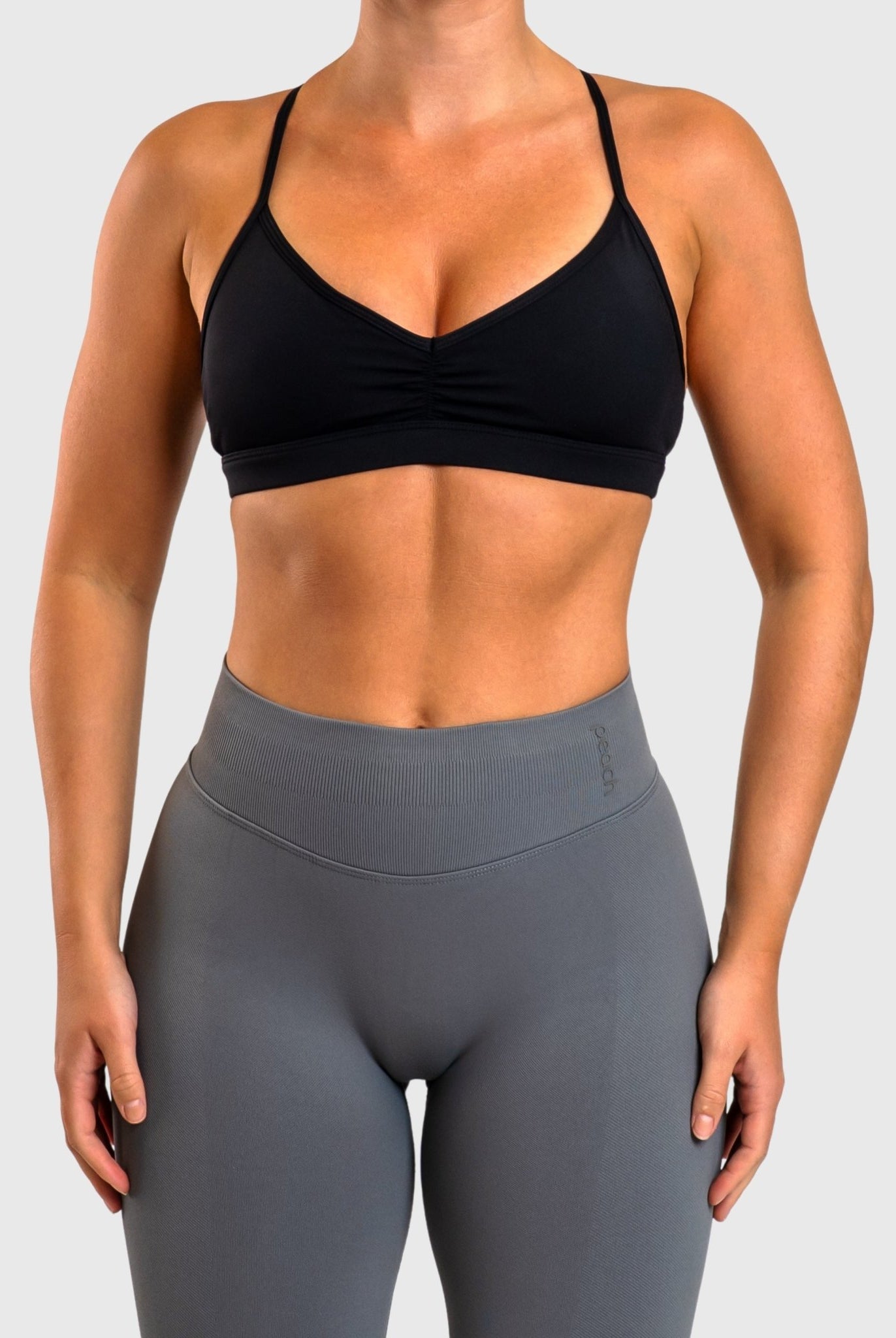 Black Athleisure Sports - bra - Peach Tights - Sports - Bra