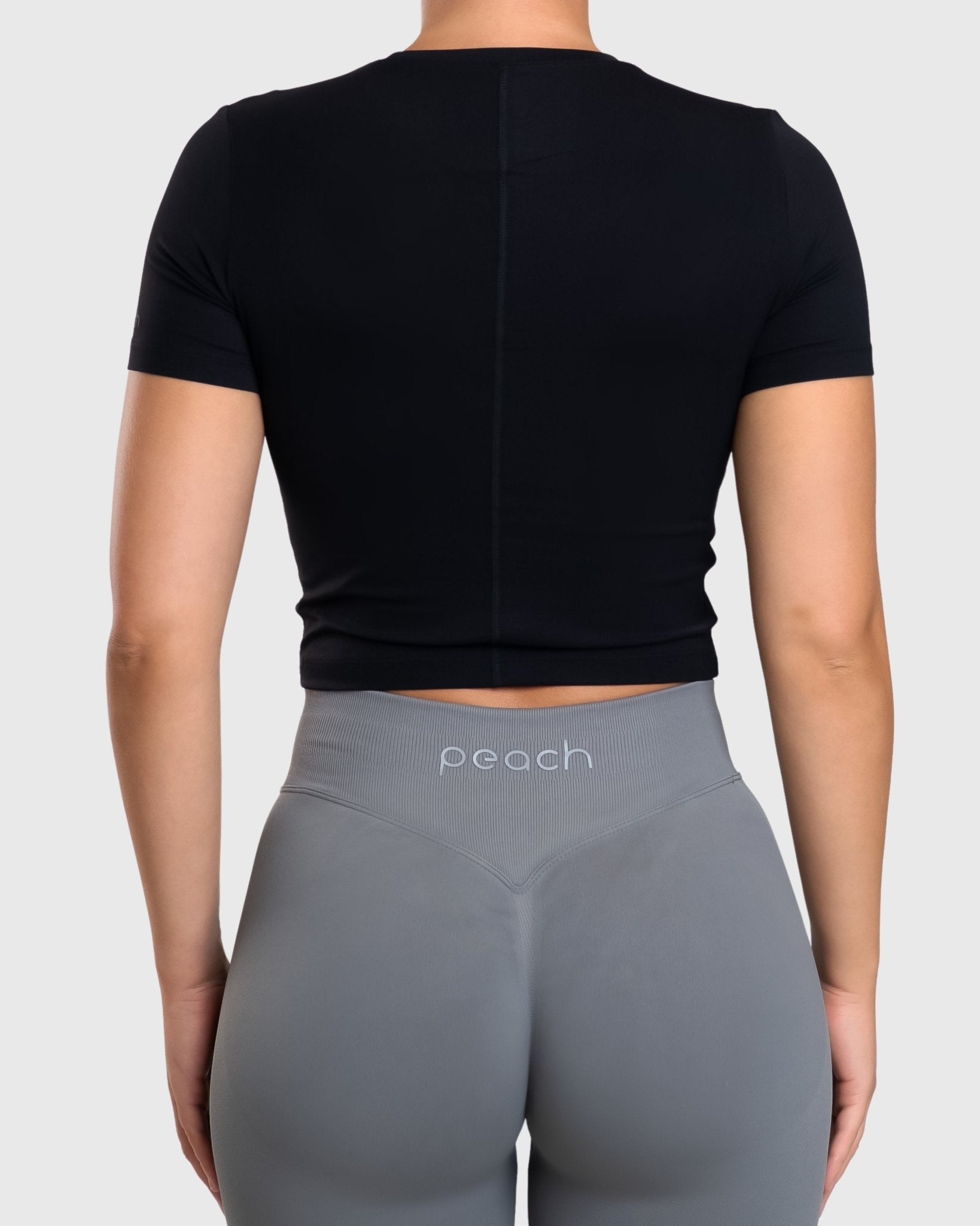 Black Dry - fit Cropped T-Shirt - Peach Tights - T-shirt