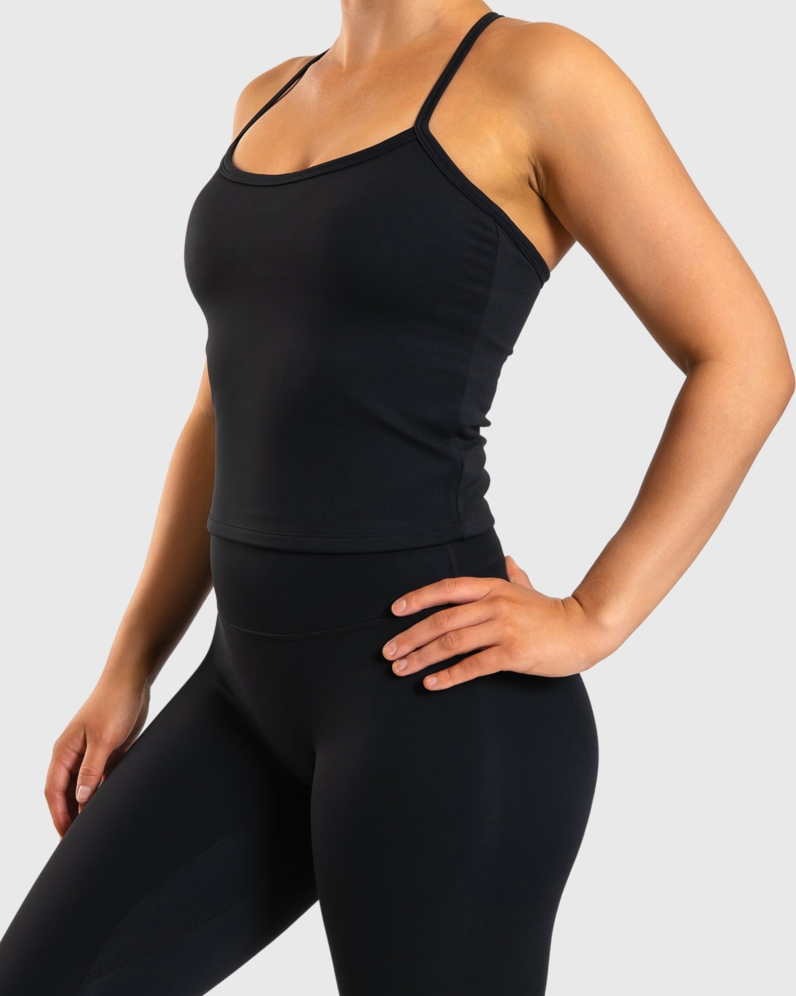 Black Noiré Singlet - Peach Tights - Sports - Bra