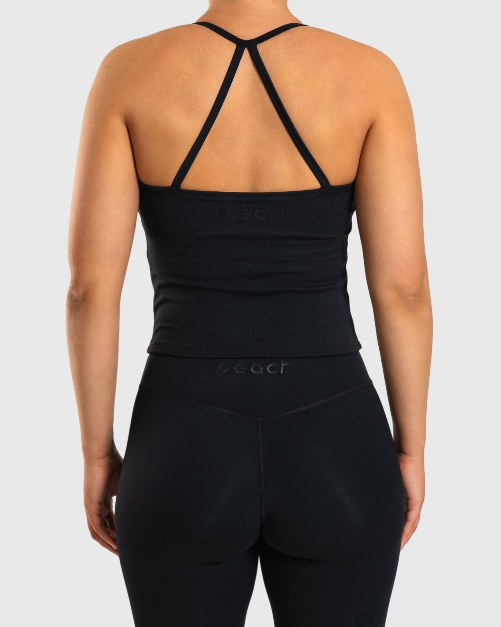 Black Noiré Singlet - Peach Tights - Sports - Bra