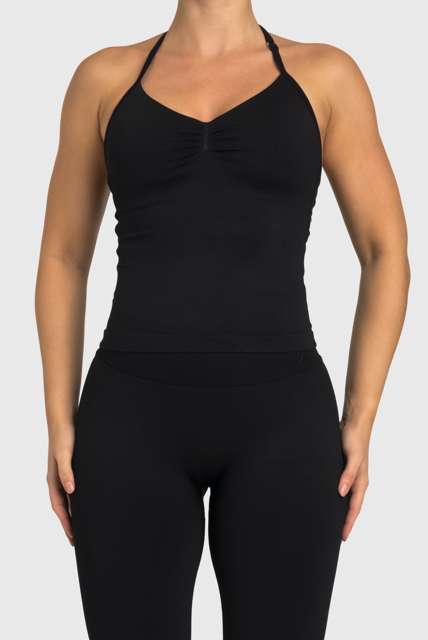 Black Sense Halterneck Topp - Peach Tights - Sports - Bra