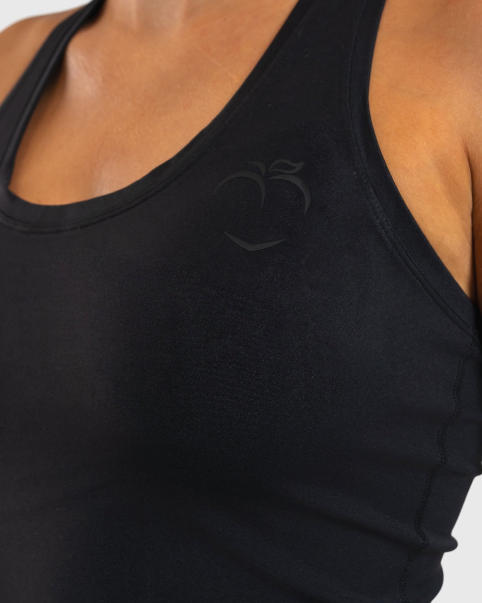 Black Tank Top - Peach Tights - Sports - Bra