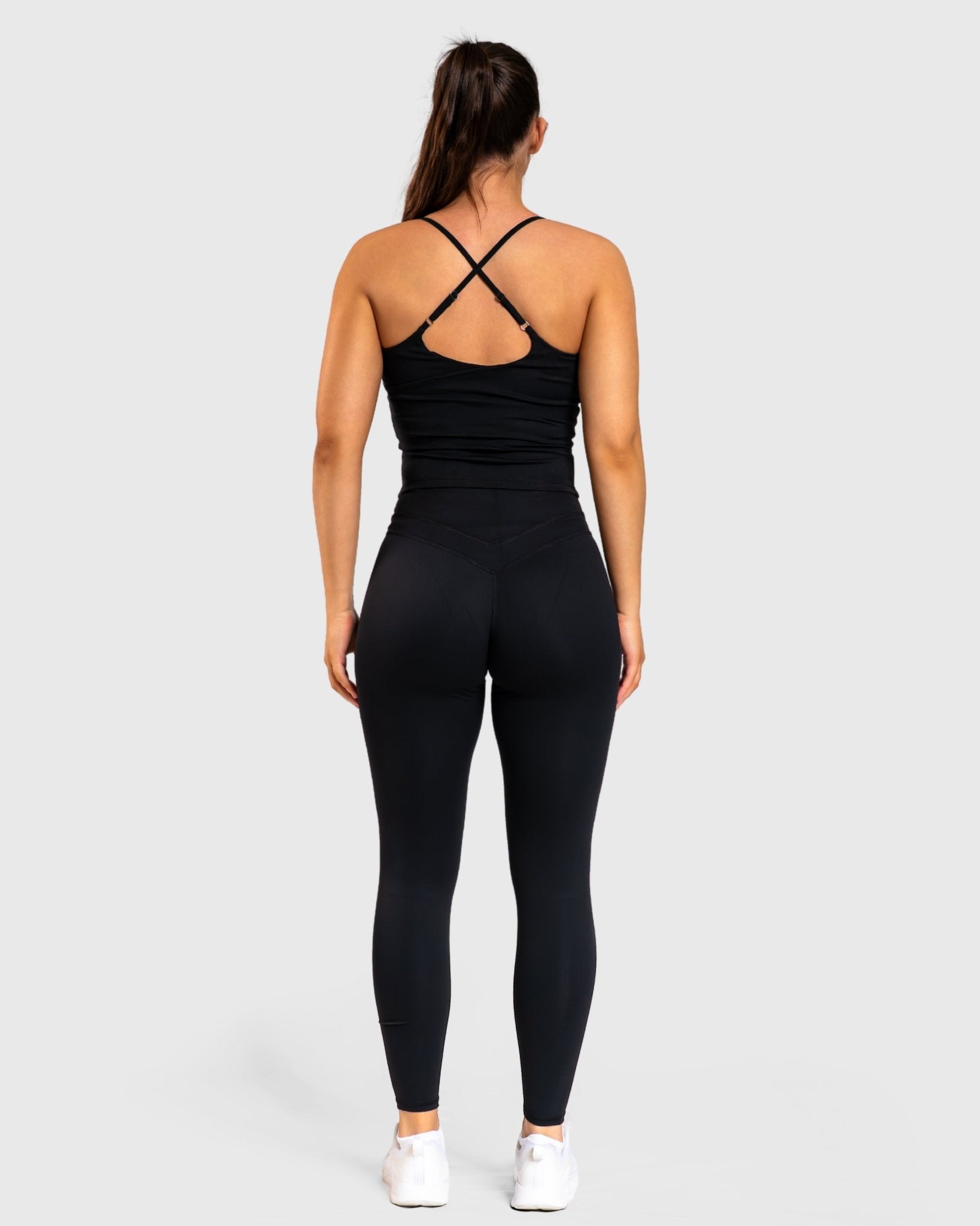 Black Velocity Singlet - Peach Tights - Sports - Bra