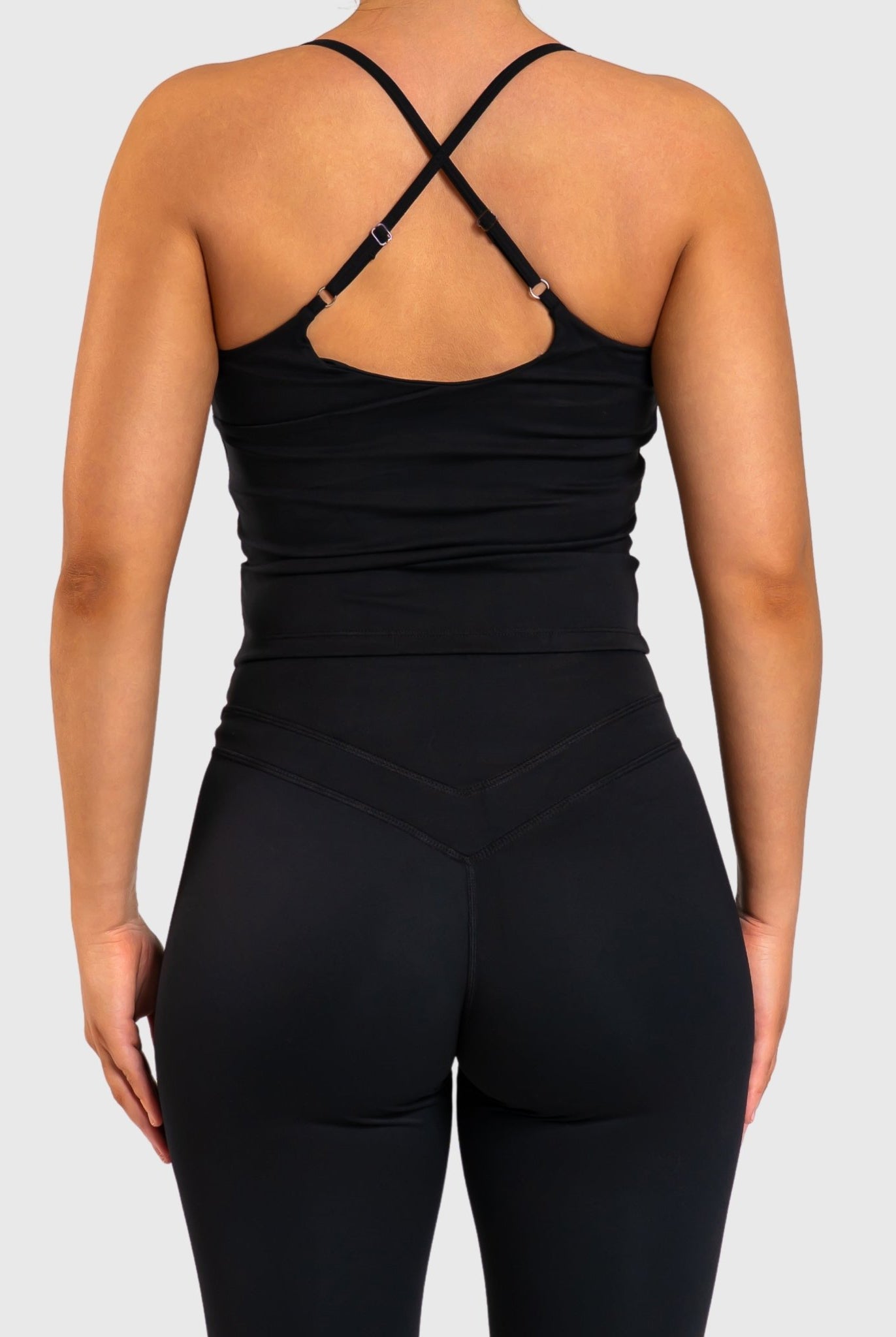 Black Velocity Singlet - Peach Tights - Sports - Bra