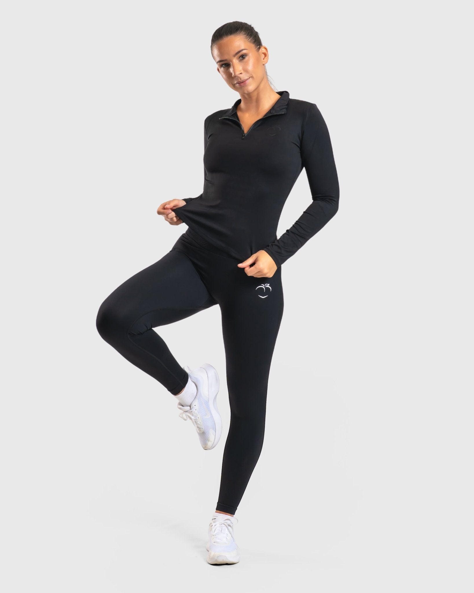 Black Zip Long Sleeve - Peach Tights - Jacket