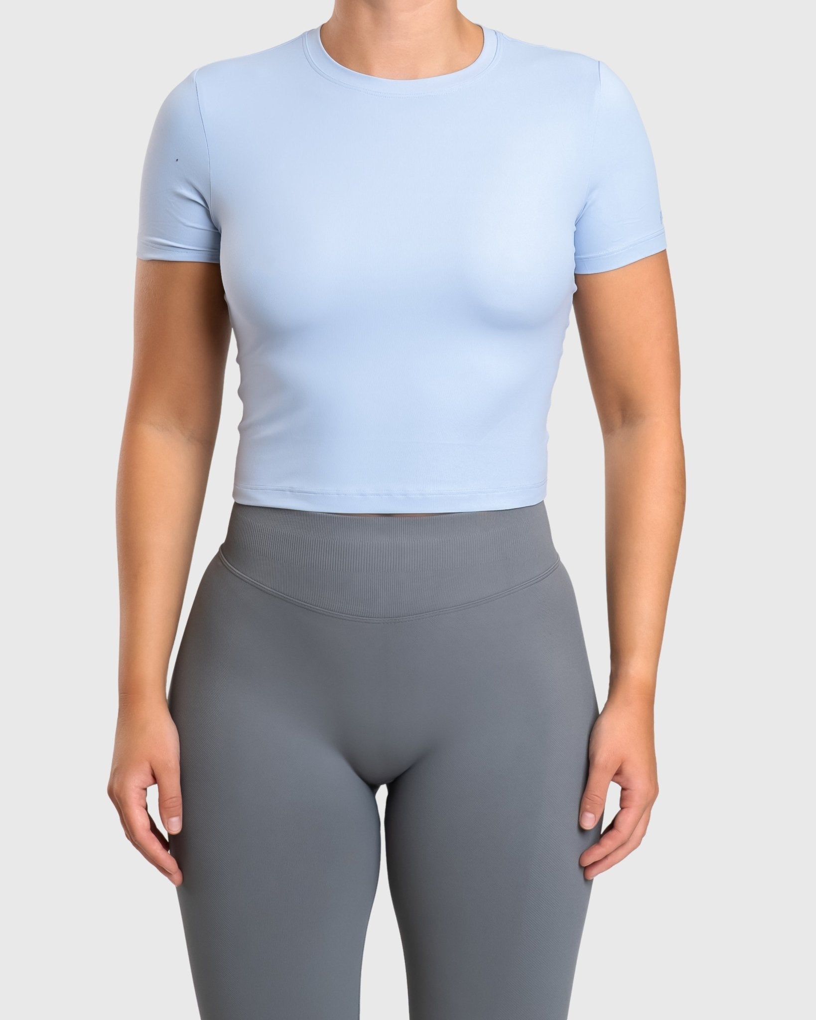 Blue Dry - fit Cropped T-shirt - Peach Tights - T-shirt