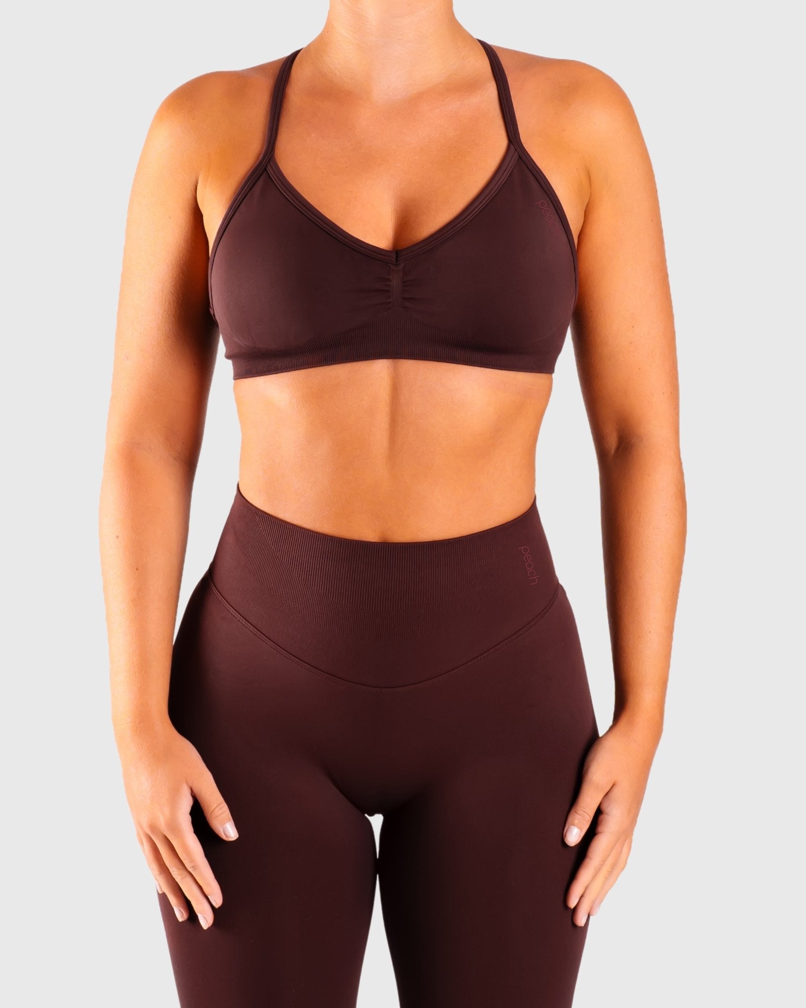 Burgundy Vivid Sports - bra - Peach Tights - Sports - Bra