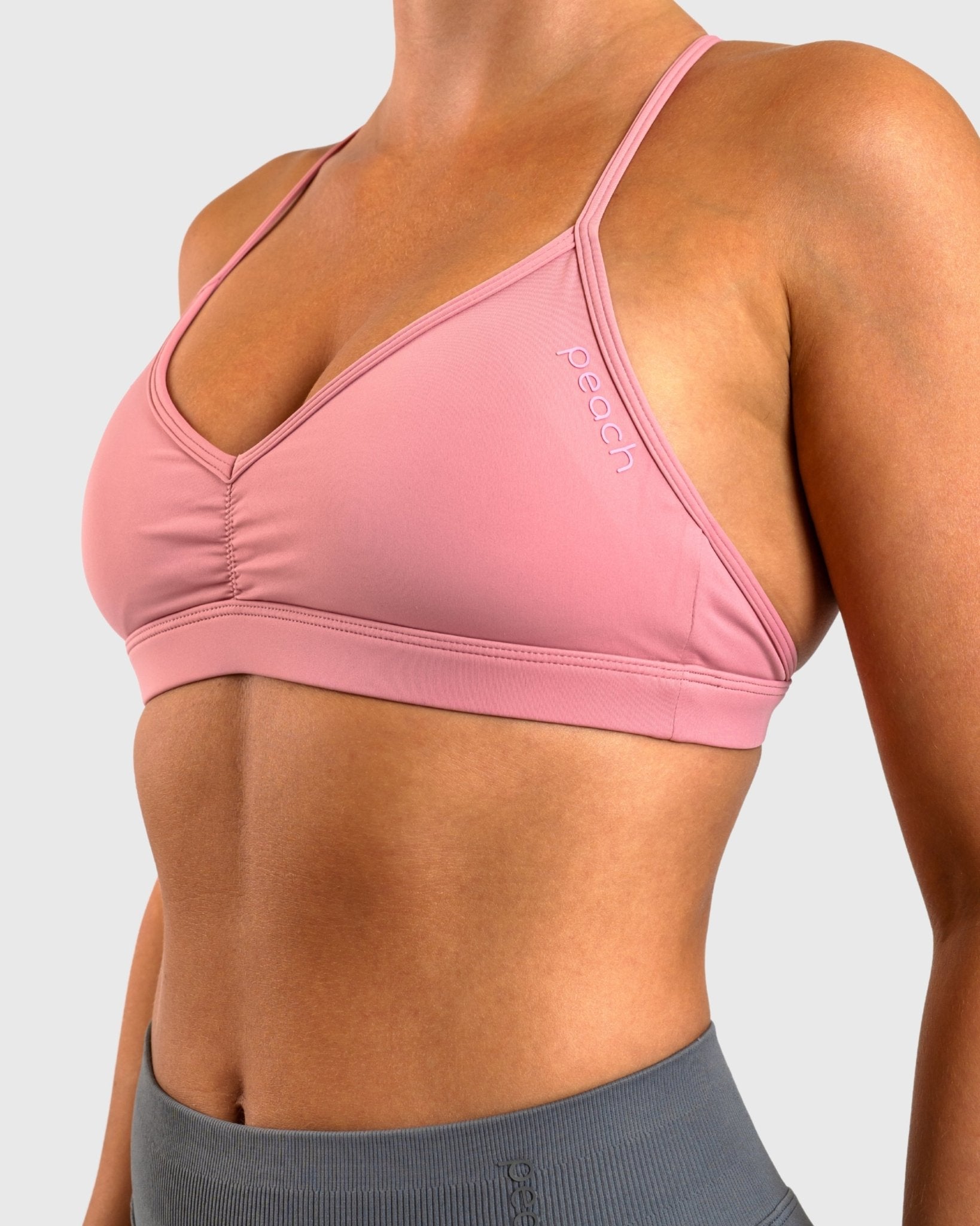 Dusty Rose Athleisure Sports - bra - Peach Tights - Sports - Bra