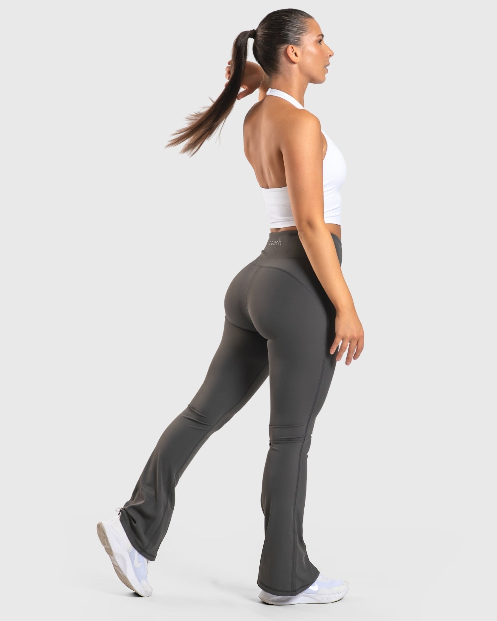 Grey Flared Yoga - Peach Tights - Tights