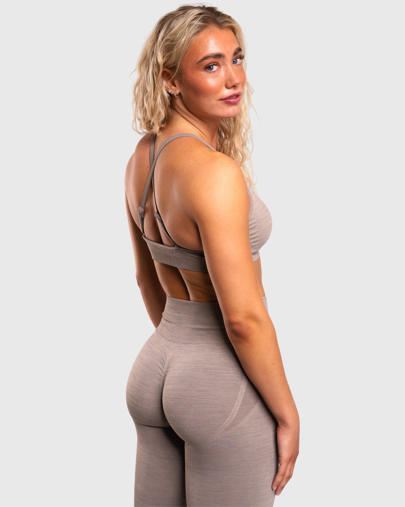 Grey Khaki Elevate Sports - bra - Peach Tights - Sports - Bra