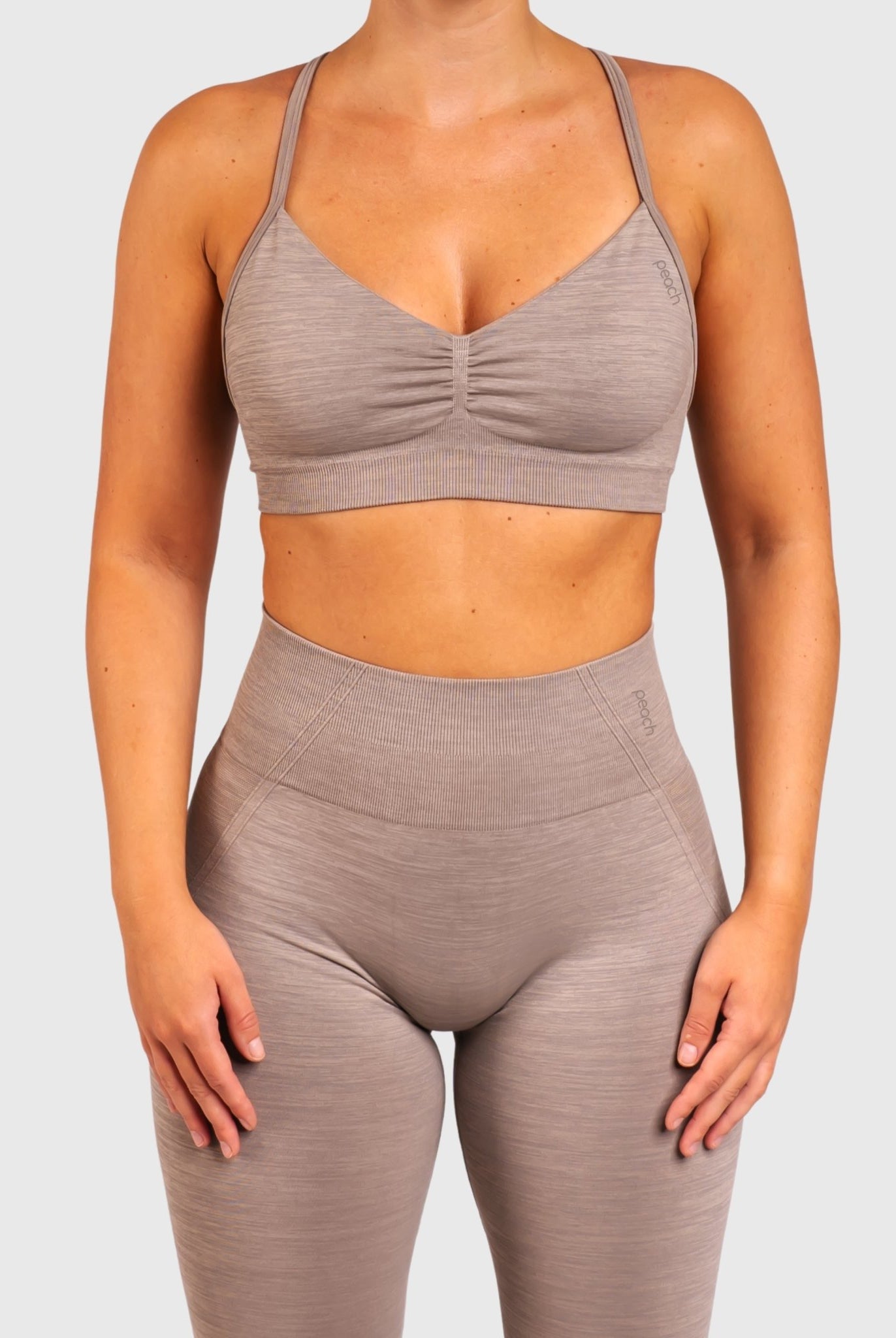 Grey Khaki Elevate Sports - bra - Peach Tights - Sports - Bra