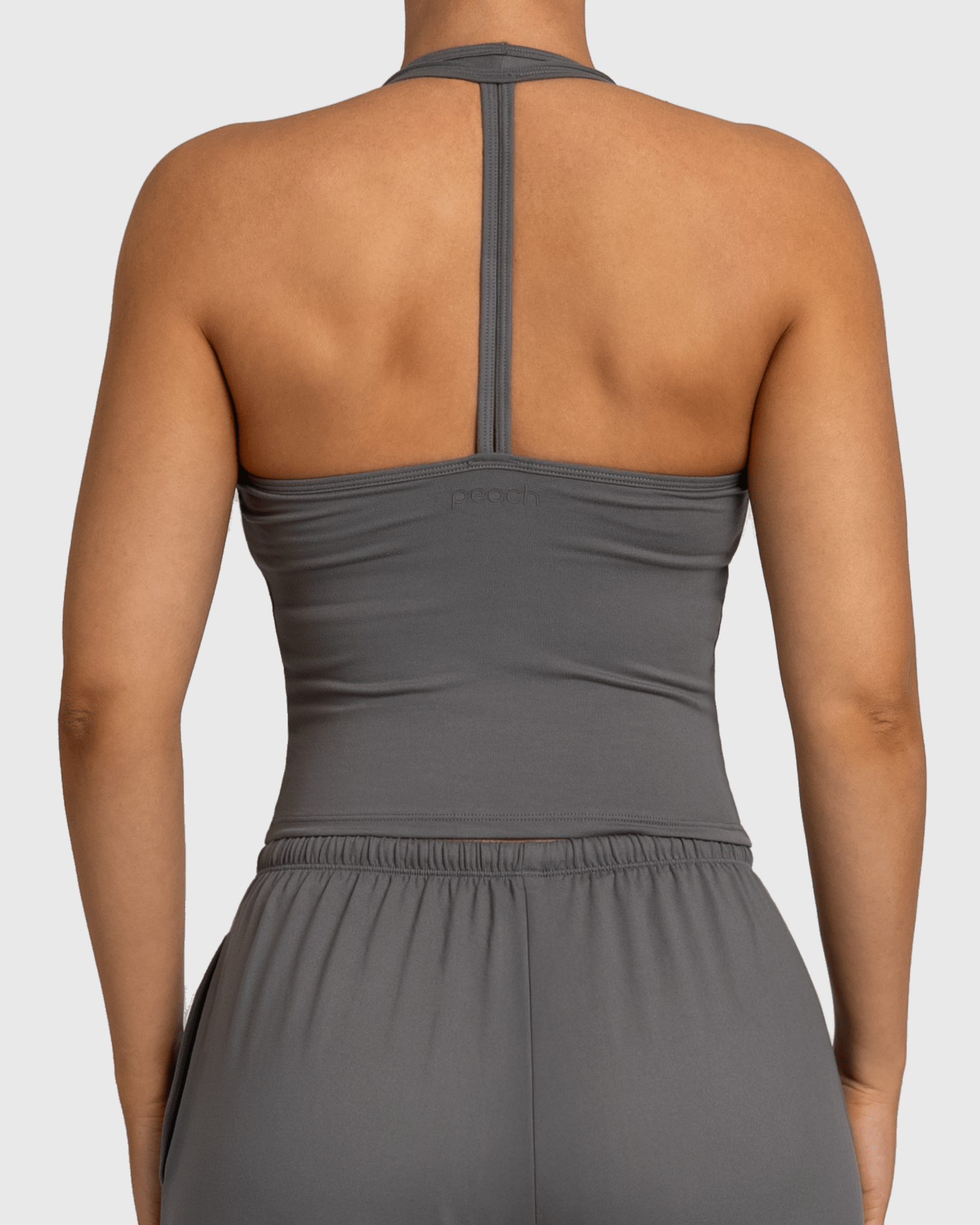 Grey Lounge Singlet - Peach Tights - Sports - Bra