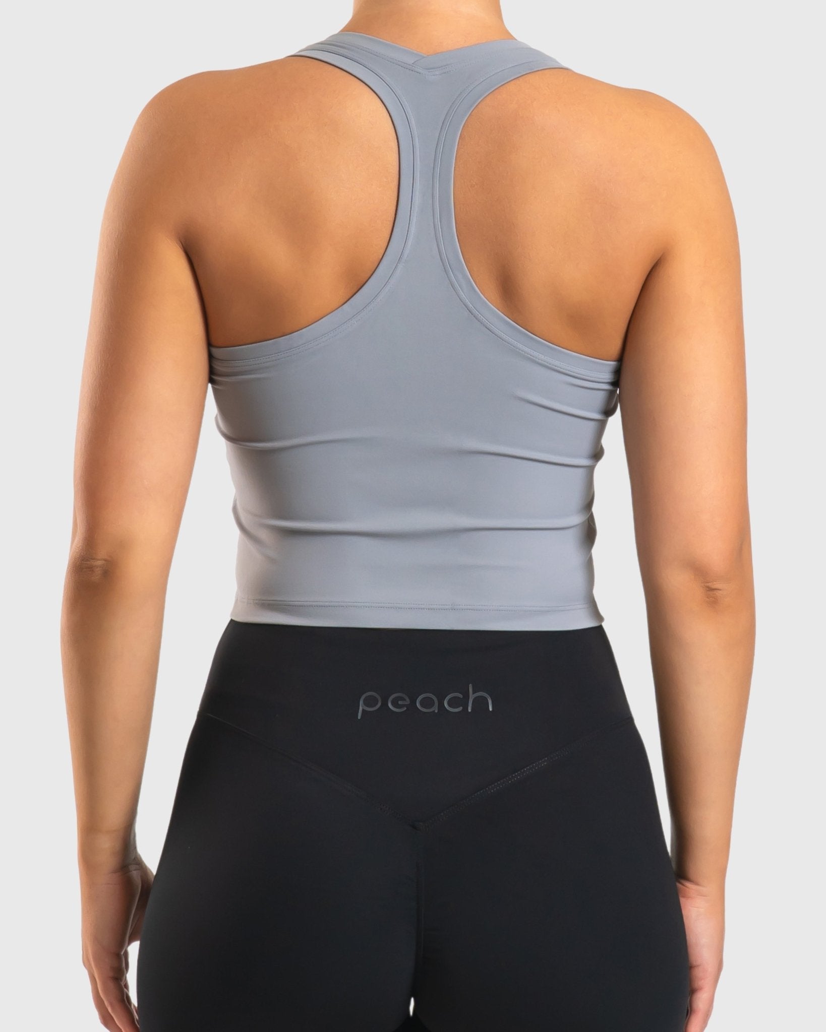 Grey Tank Top - Peach Tights - Sports - Bra