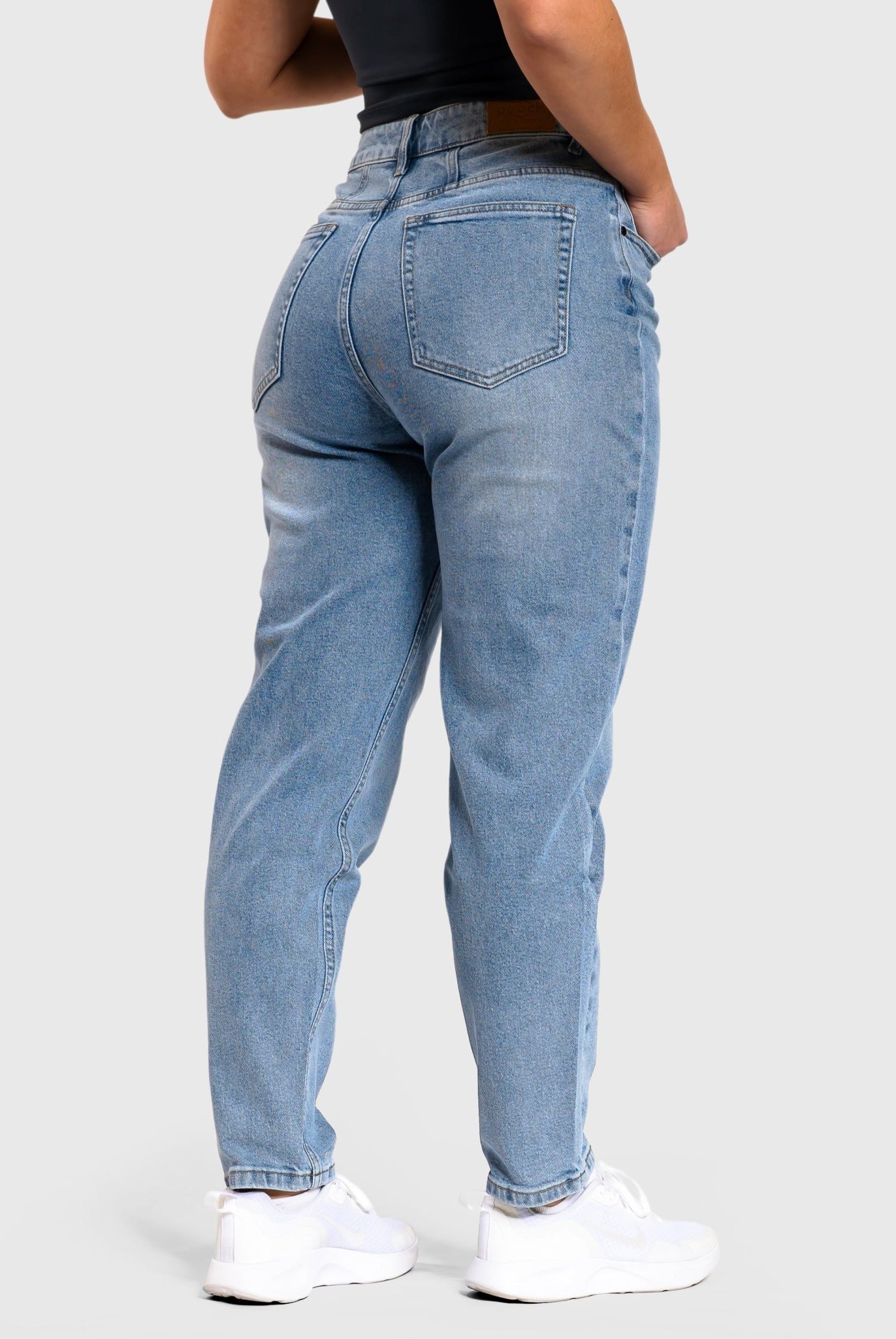 Light Blue Mom Jeans - Peach Tights - Jeans