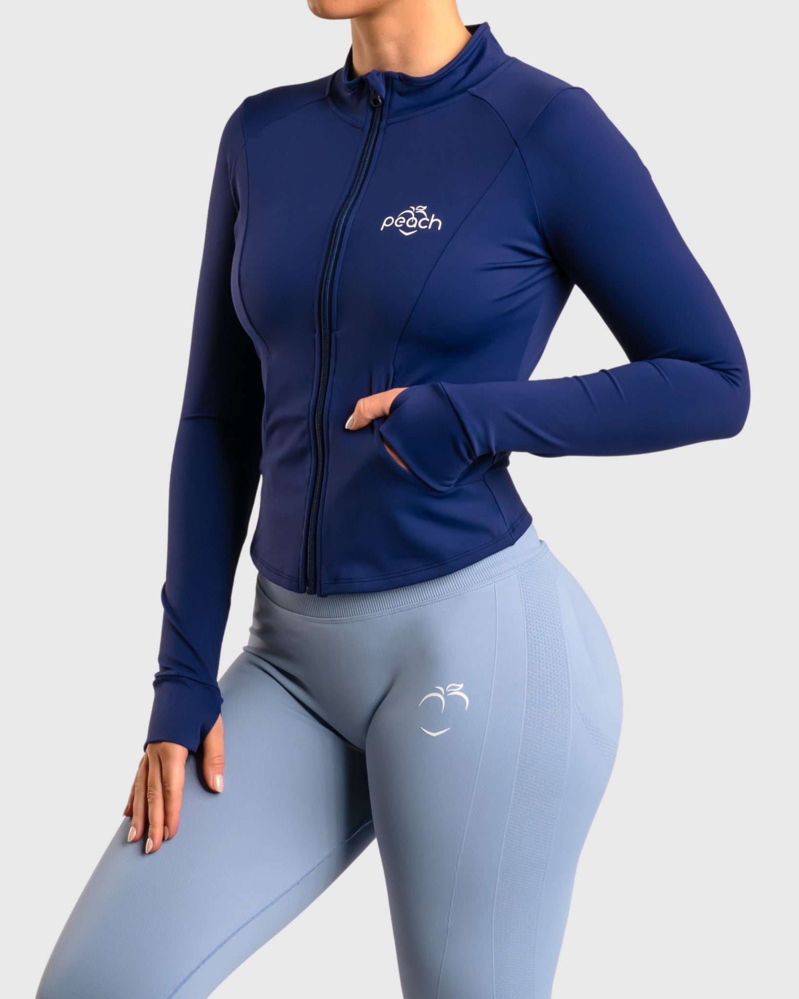 Navy Blue Curve Jacket - Peach Tights - Jacket