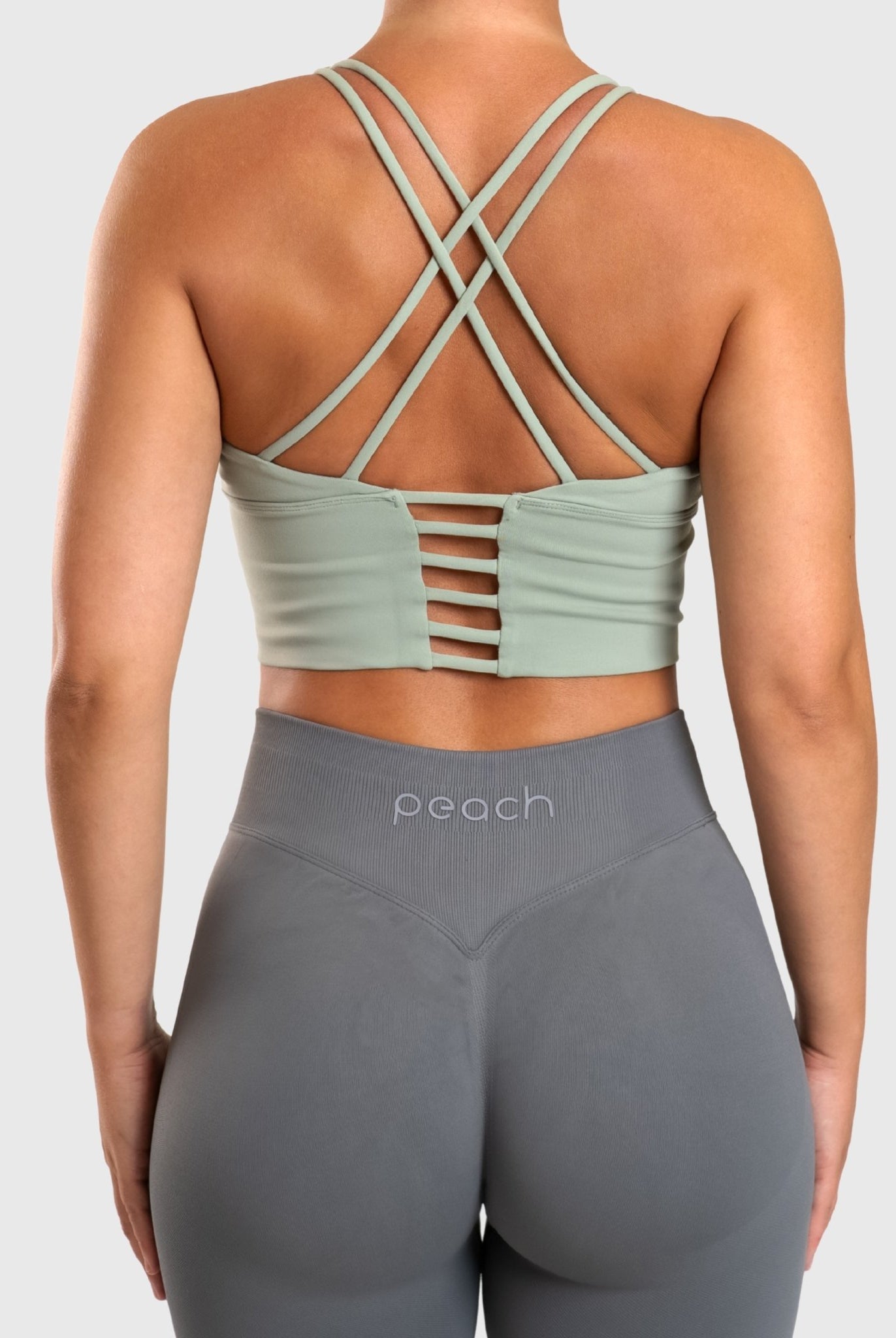 Pastel Green Cross Topp - Peach Tights - Sports - Bra
