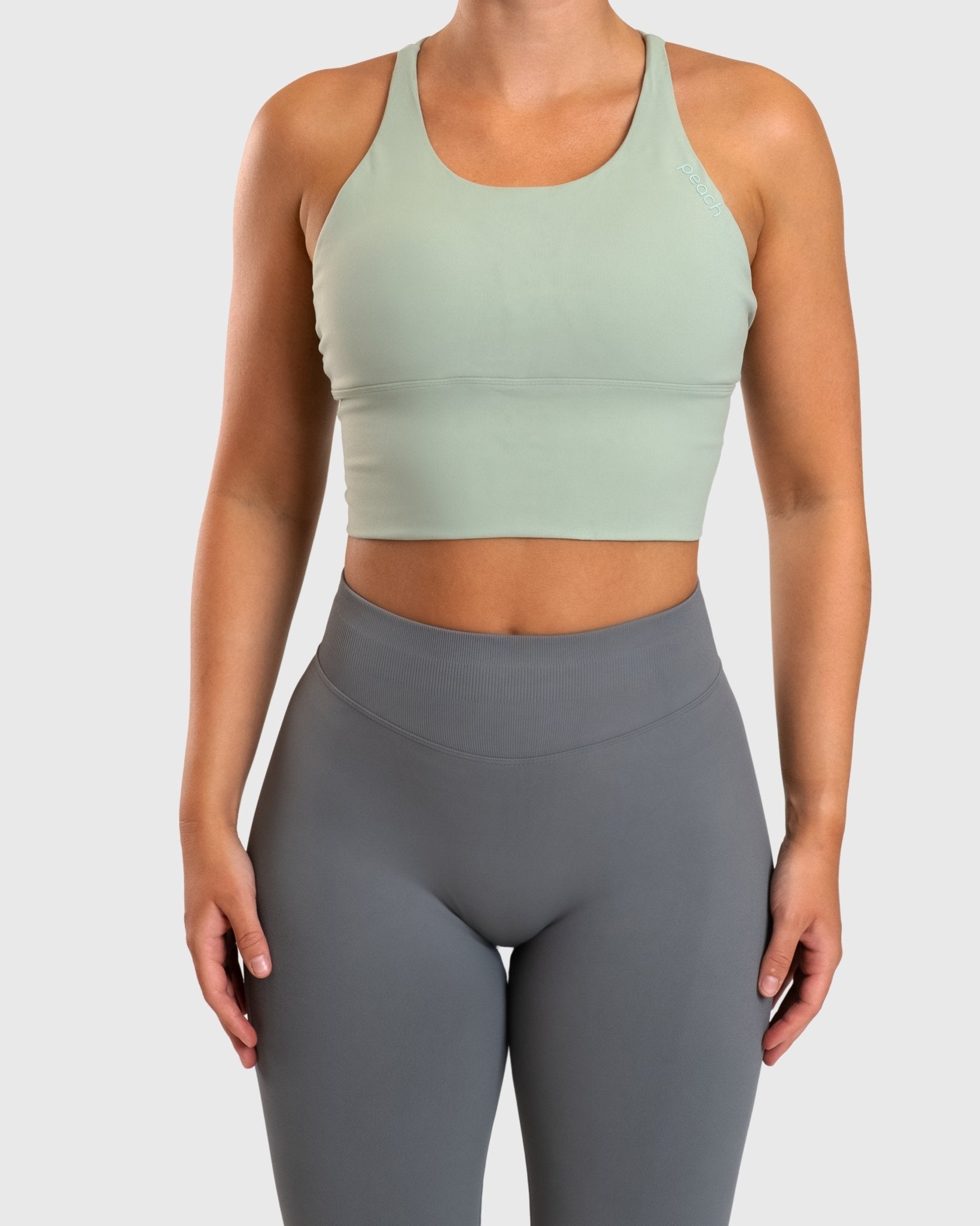 Pastel Green Cross Topp - Peach Tights - Sports - Bra