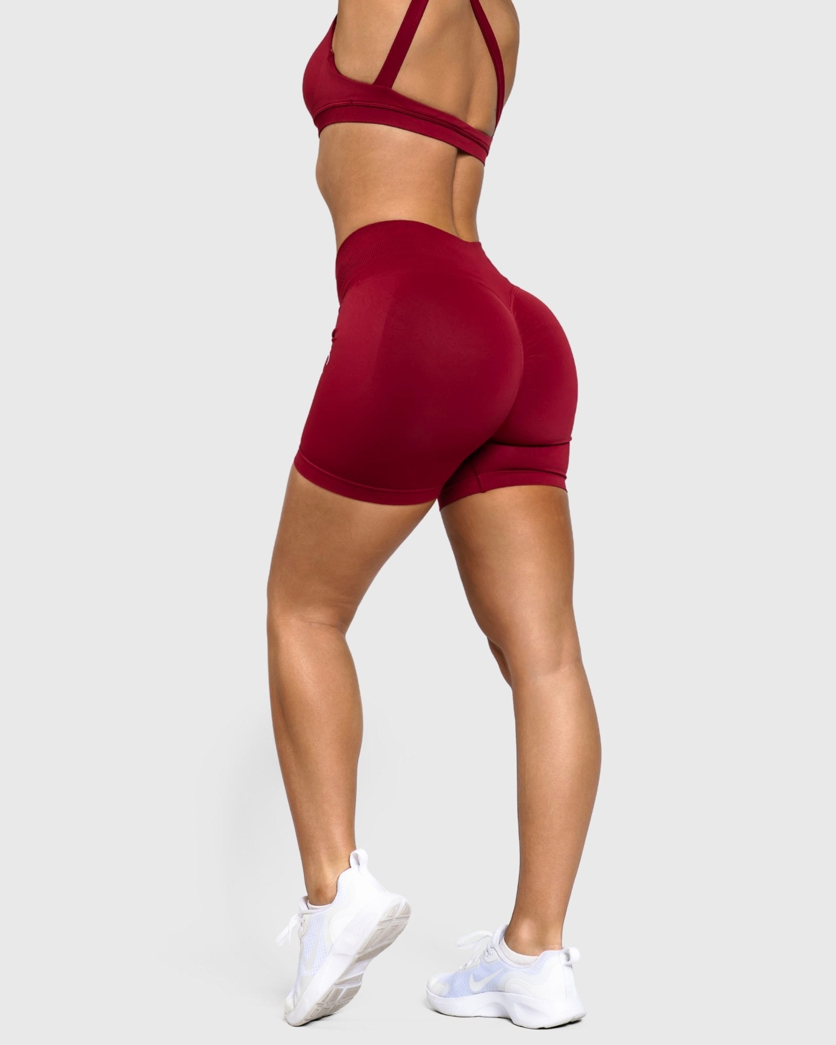 Wine Red Essence Shorts - Peach Tights - Shorts