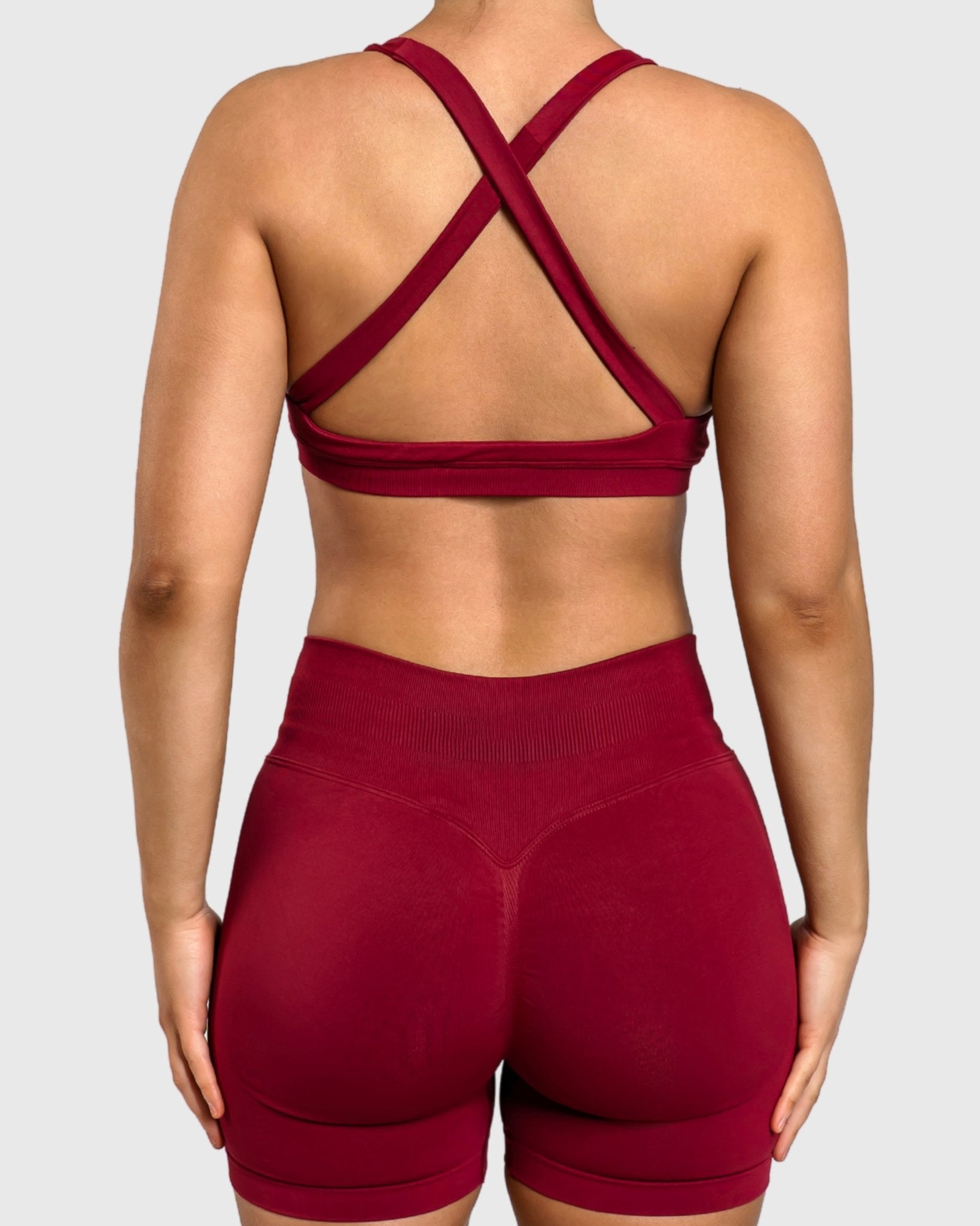 Wine Red Essence Sports - bra - Peach Tights - Sports - Bra