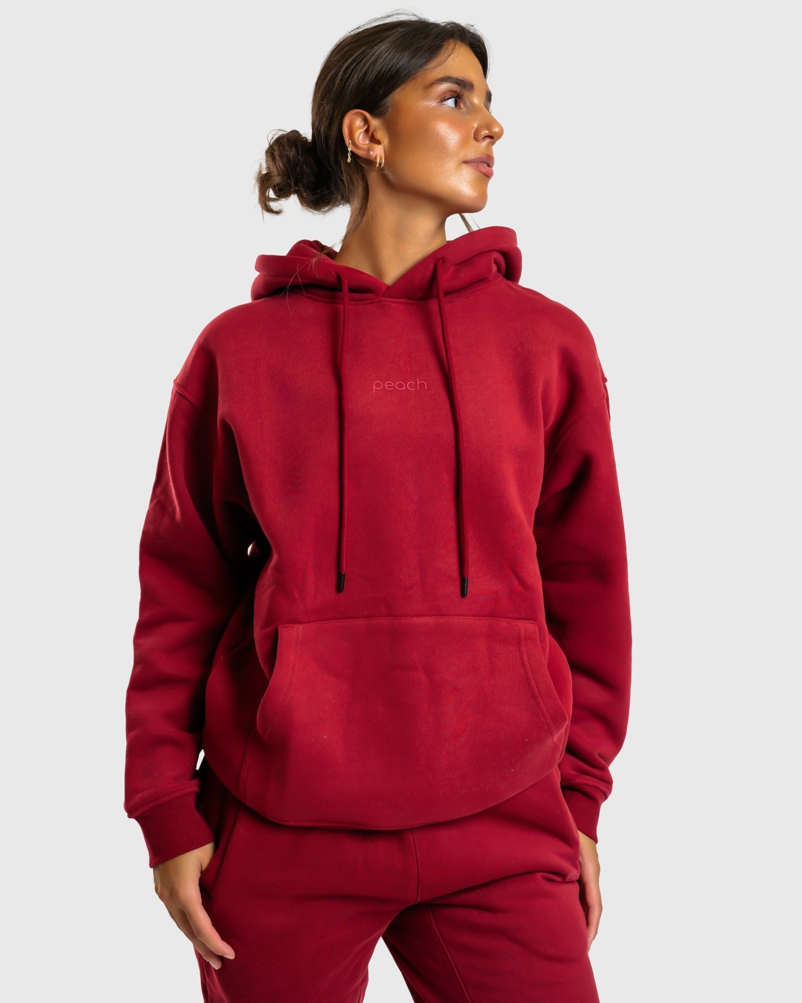 Wine Red Haze Hoodie - Peach Tights - Hoodie