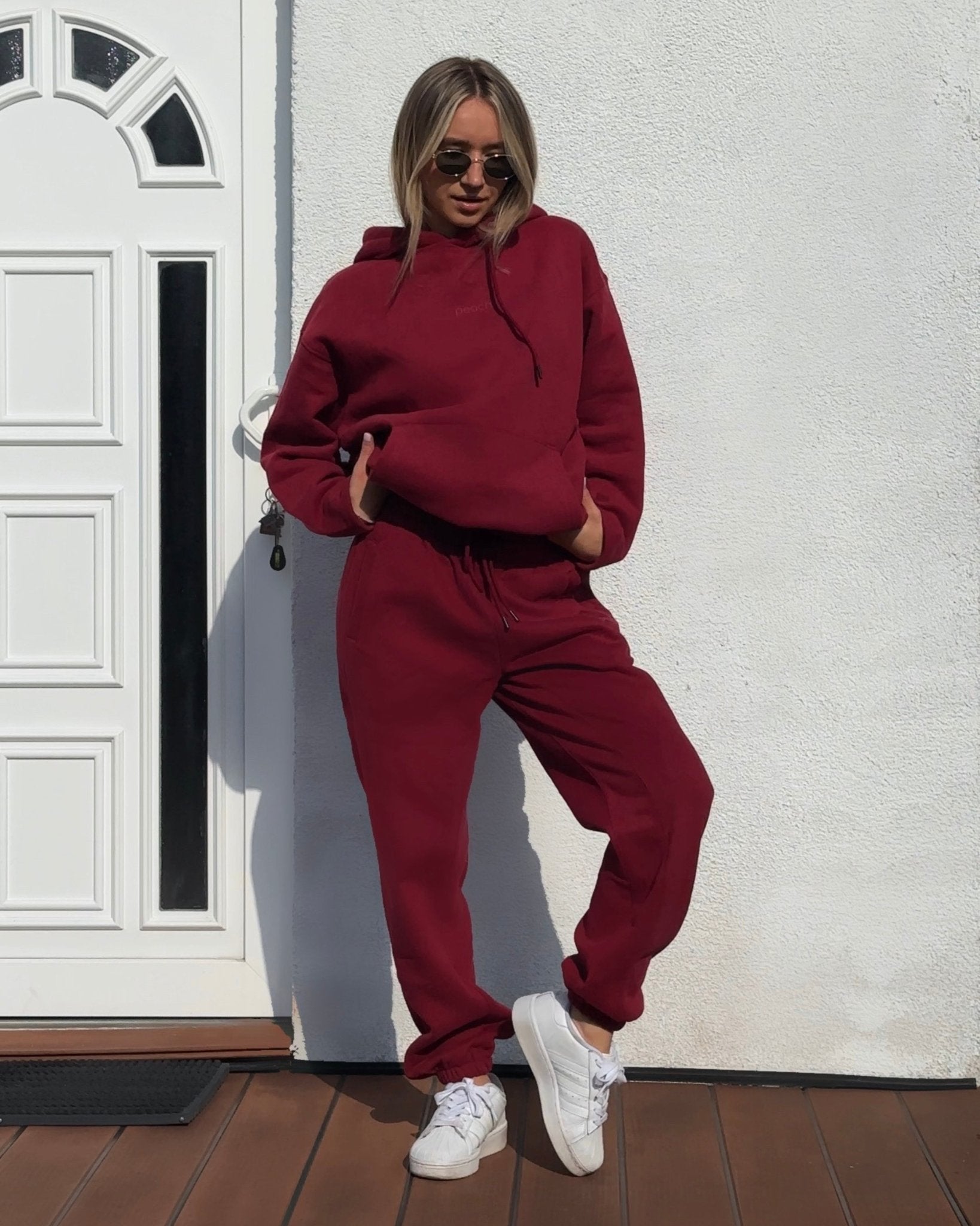 Wine Red Haze Sweatpants - Peach Tights - Sweatpants