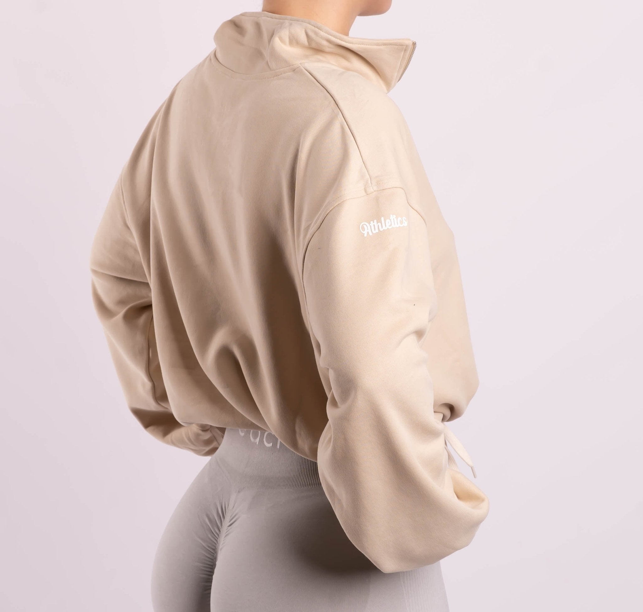 Beige Half Zip Pullover - Peach Tights -