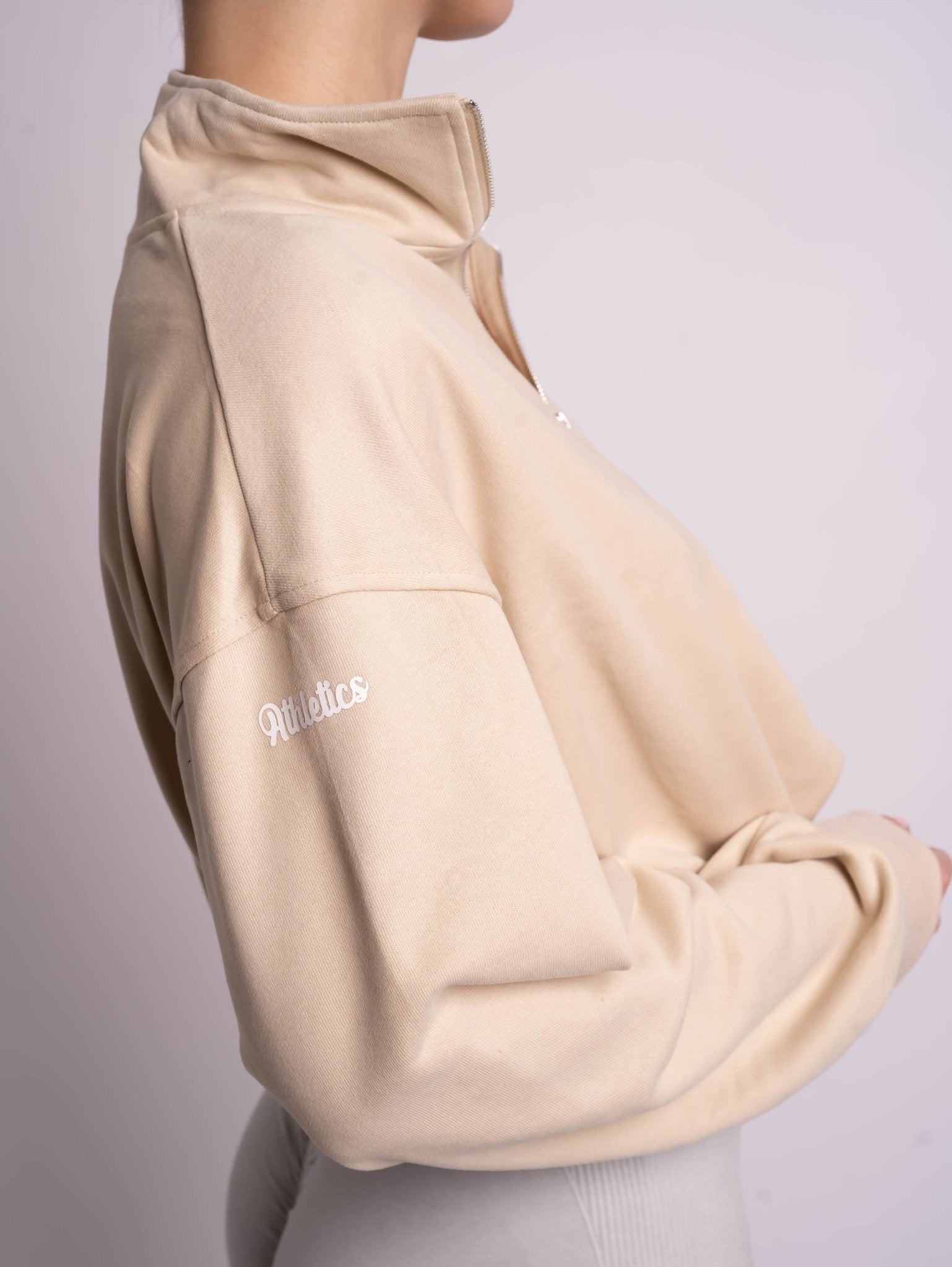 Beige Half Zip Pullover - Peach Tights -