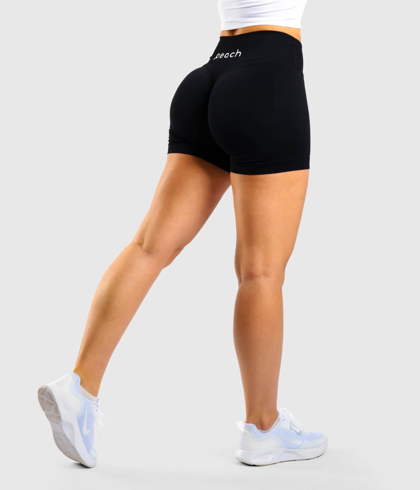 Black V-Waist Shorts - Peach Tights -