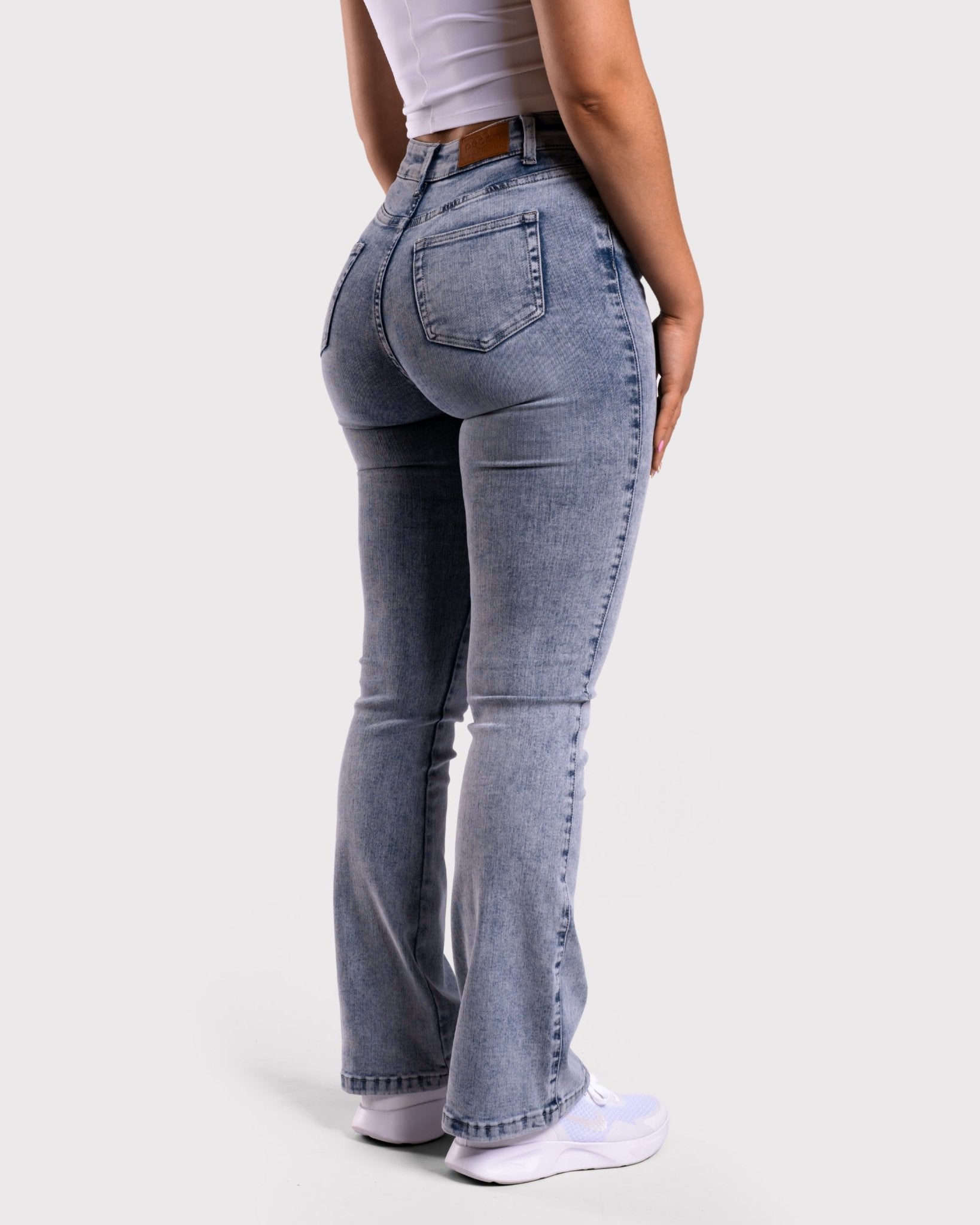 Blue Mist Flared Jeans - Peach Tights -