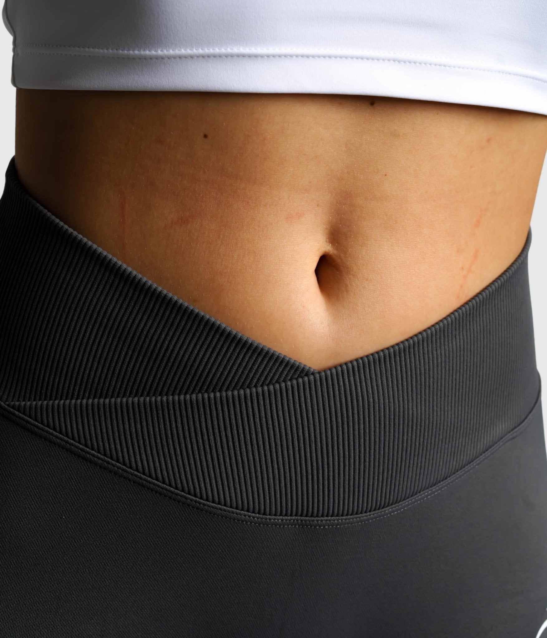 Grey V-Waist Shorts - Peach Tights -