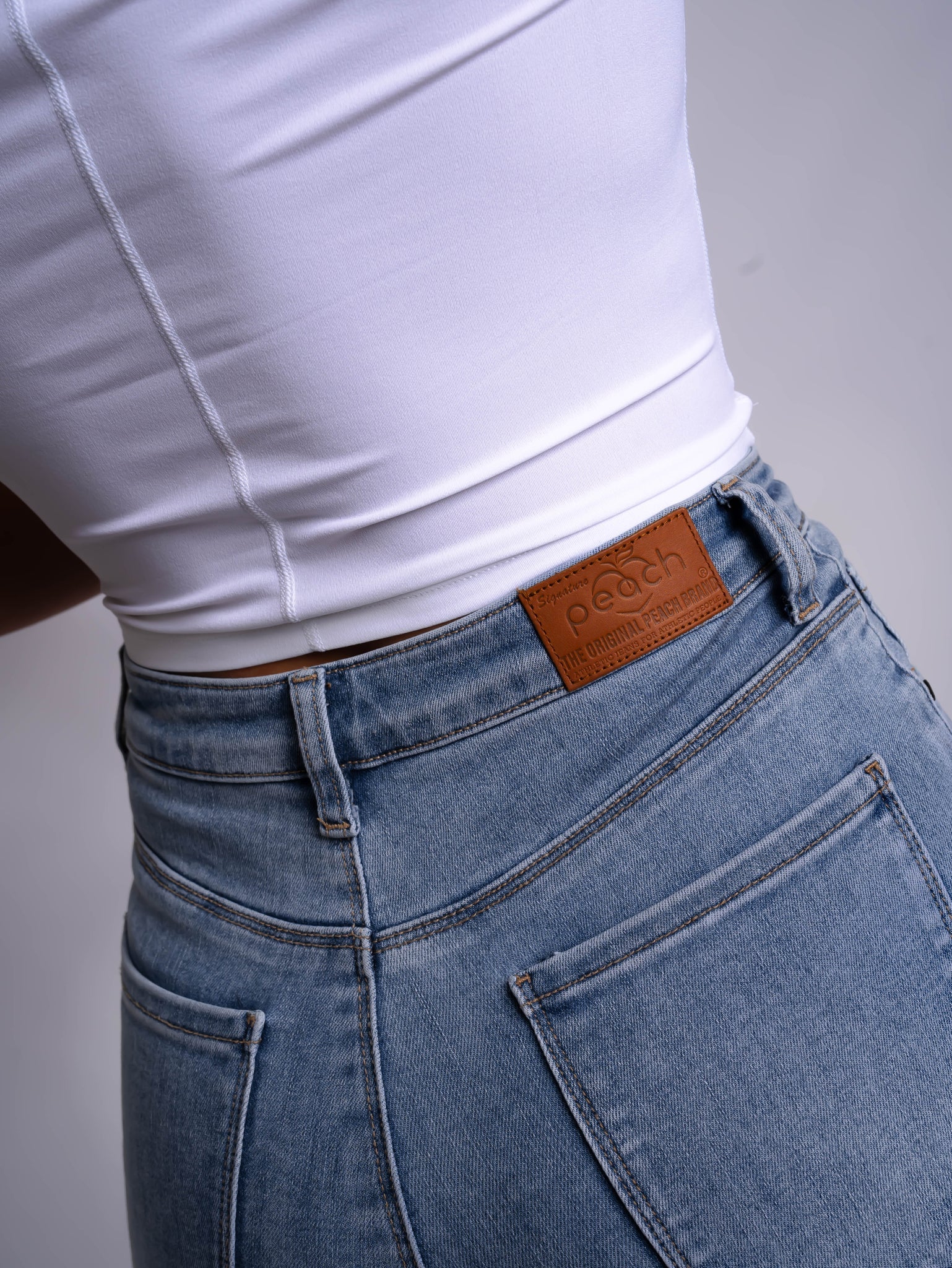 Light Blue Skinny Jeans - Peach Tights -