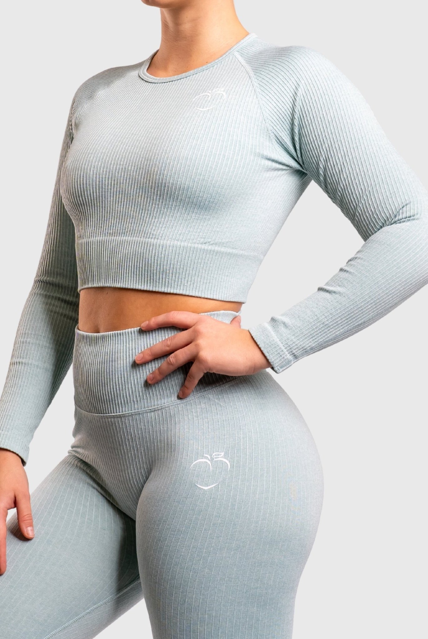 Mint Green Ribbed Long Sleeve - Peach Tights - Long sleeve