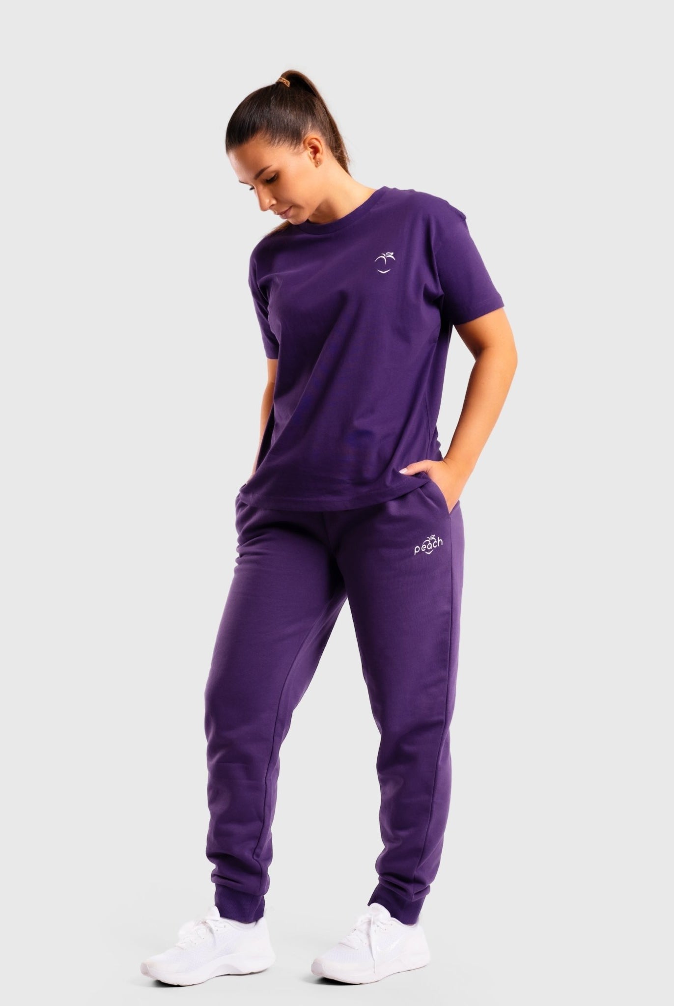 Purple Basic Oversized T-Shirt - Peach Tights -