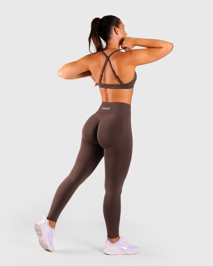 Ash Brown Vivid Sports - bra - Peach Tights - Sports - Bra