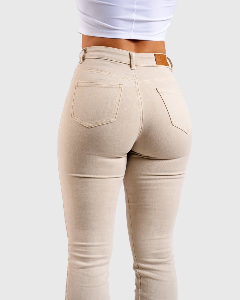 Beige Flared Jeans - Peach Tights - Jeans
