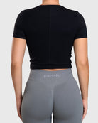 Black Dry - fit Cropped T-Shirt - Peach Tights - T-shirt