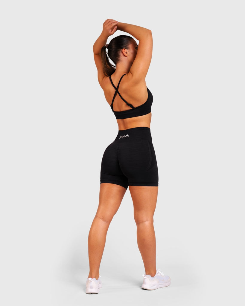 Black Elevate Shorts - Peach Tights - Shorts