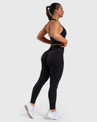 Black Lush Halterneck Topp - Peach Tights - Sports - Bra