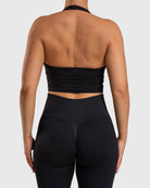Black Lush Halterneck Topp - Peach Tights - Sports - Bra