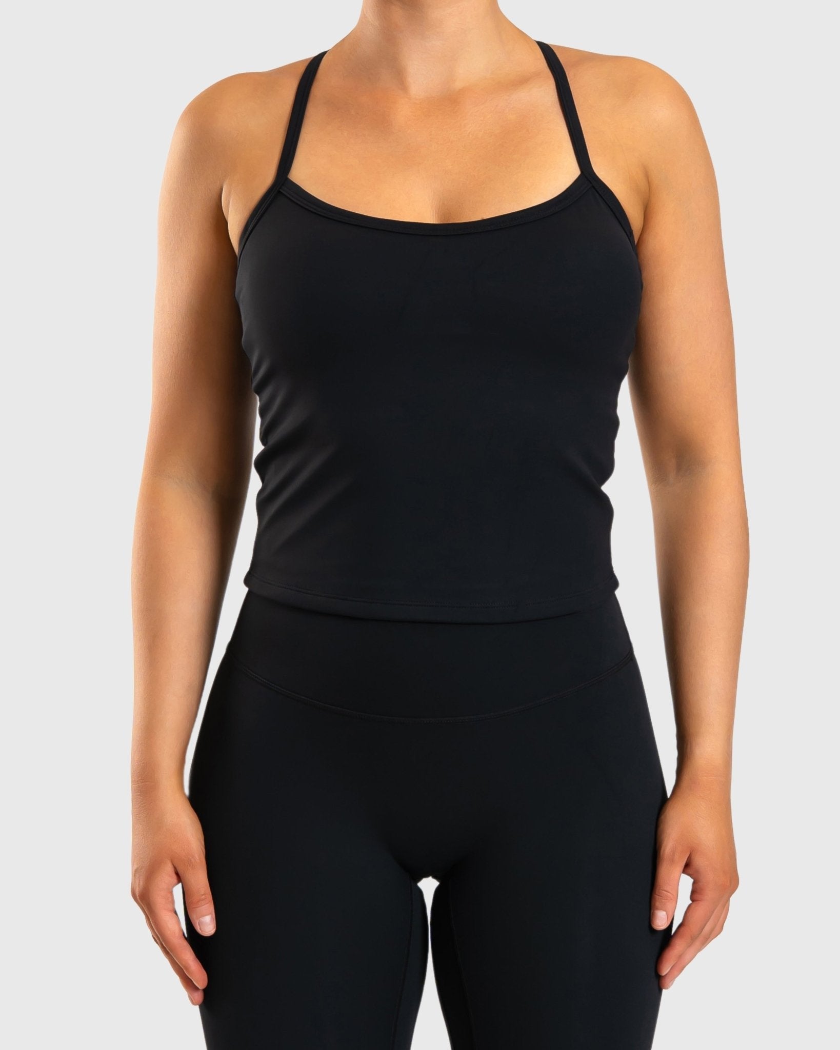 Black Noiré Singlet - Peach Tights - Sports - Bra