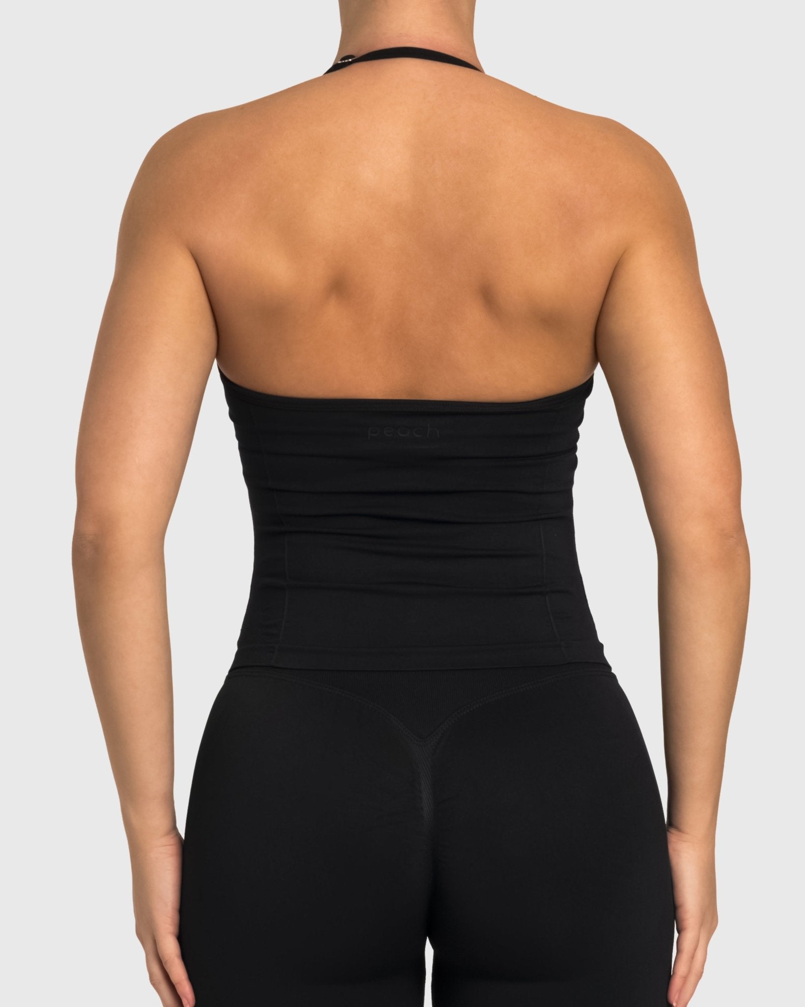 Black Sense Halterneck Topp - Peach Tights - Sports - Bra