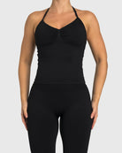 Black Sense Halterneck Topp - Peach Tights - Sports - Bra