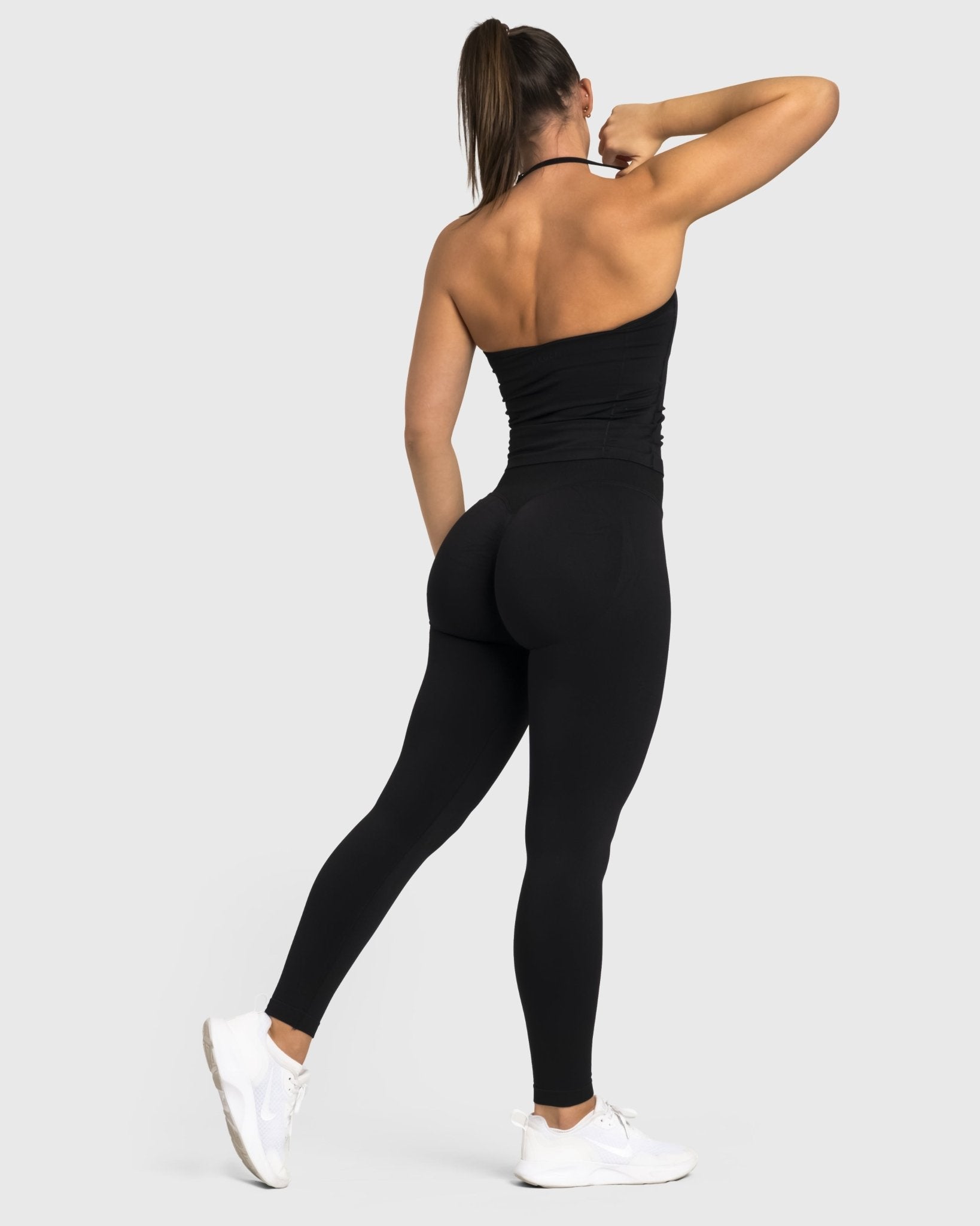 Black Sense Halterneck Topp - Peach Tights - Sports - Bra