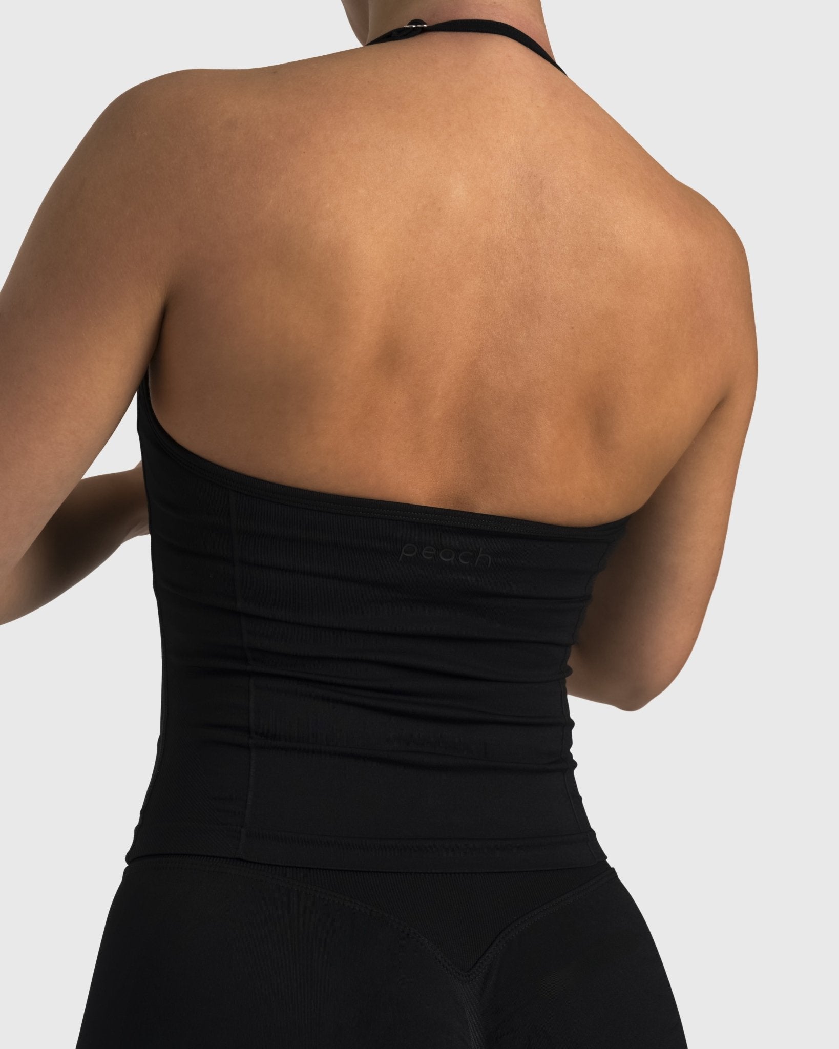 Black Sense Halterneck Topp - Peach Tights - Sports - Bra