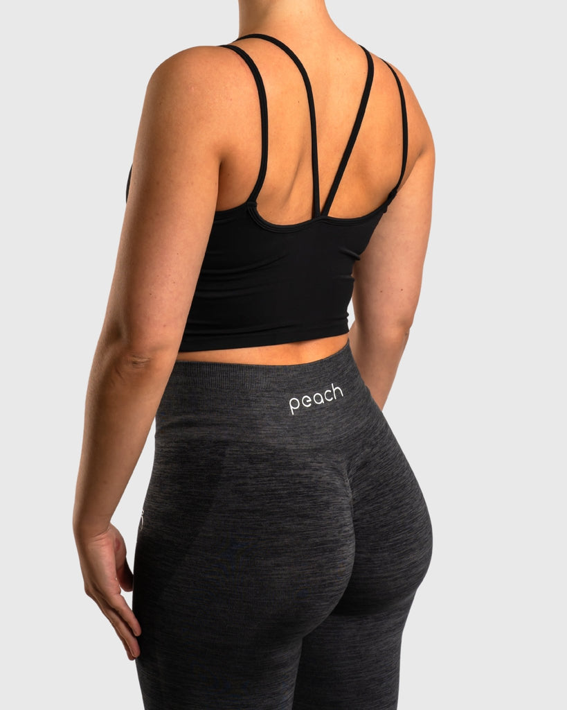 Black Softline Singlet - Peach Tights - Sports - Bra