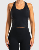 Black Tank Top - Peach Tights - Sports - Bra