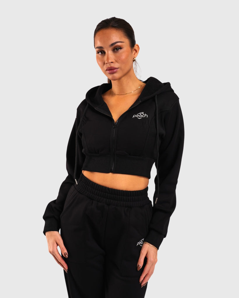 Black Vibe Cropped Hoodie - Peach Tights - Hoodie