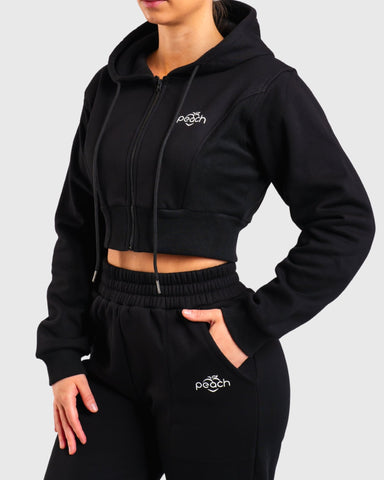 Black Vibe Cropped Hoodie